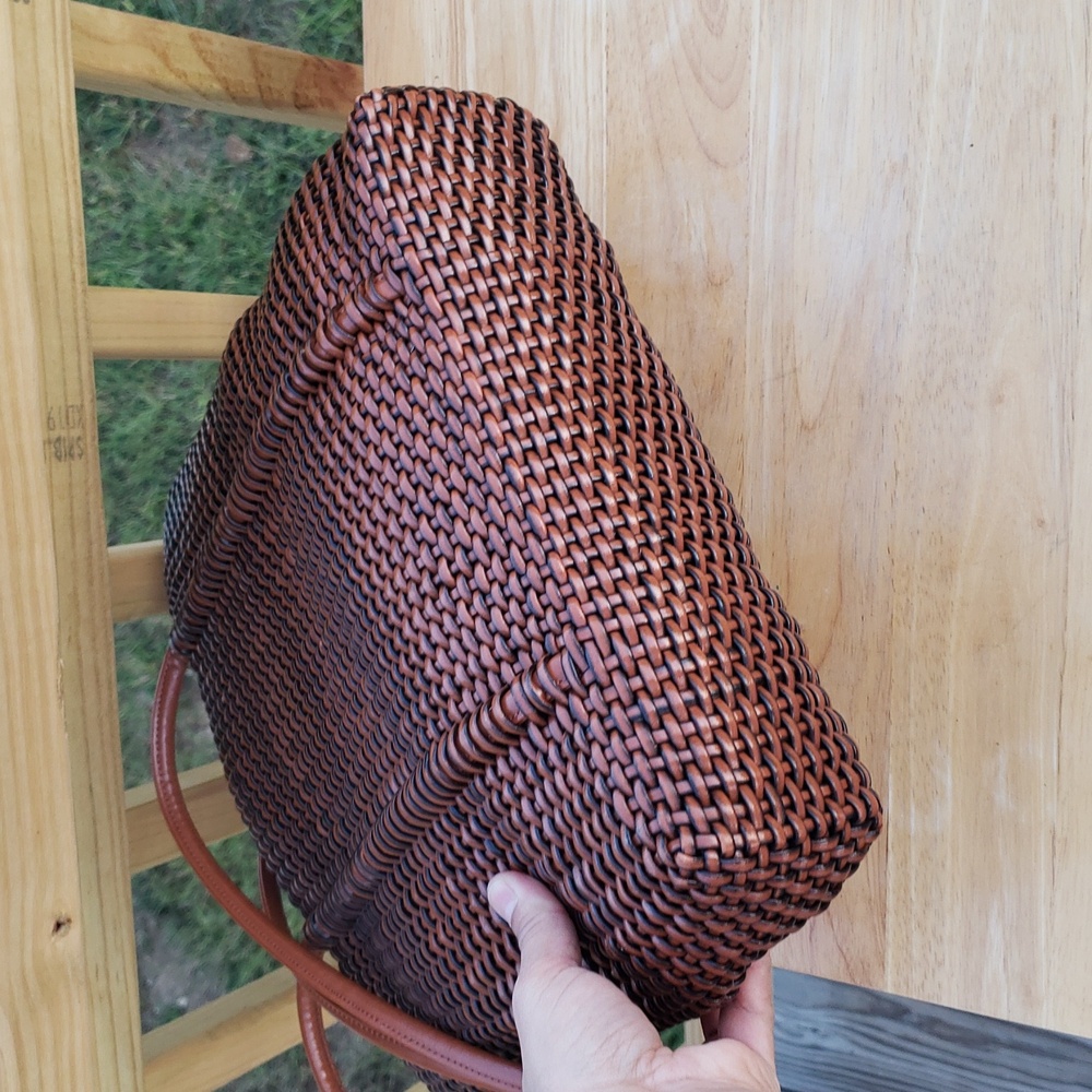 Vintage Nine West Woven Hobo Long Straps Shoulder Bag Y2K Brown Beachy Bohemian - Picture 8 of 12